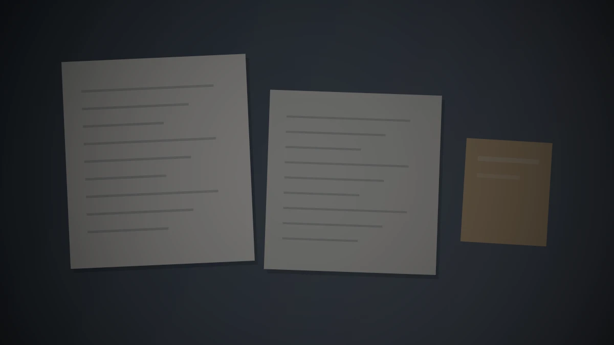 渡航の記録や契約書類を机の上に並べて整理している様子