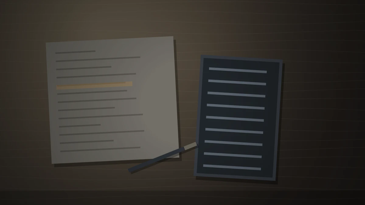 手帳に書き留めた番号と通話履歴を照らし合わせている机の上の場面