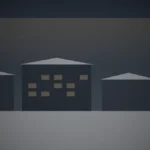 雪の残る朝の工業団地。取引先の状況を確かめようとする場面
