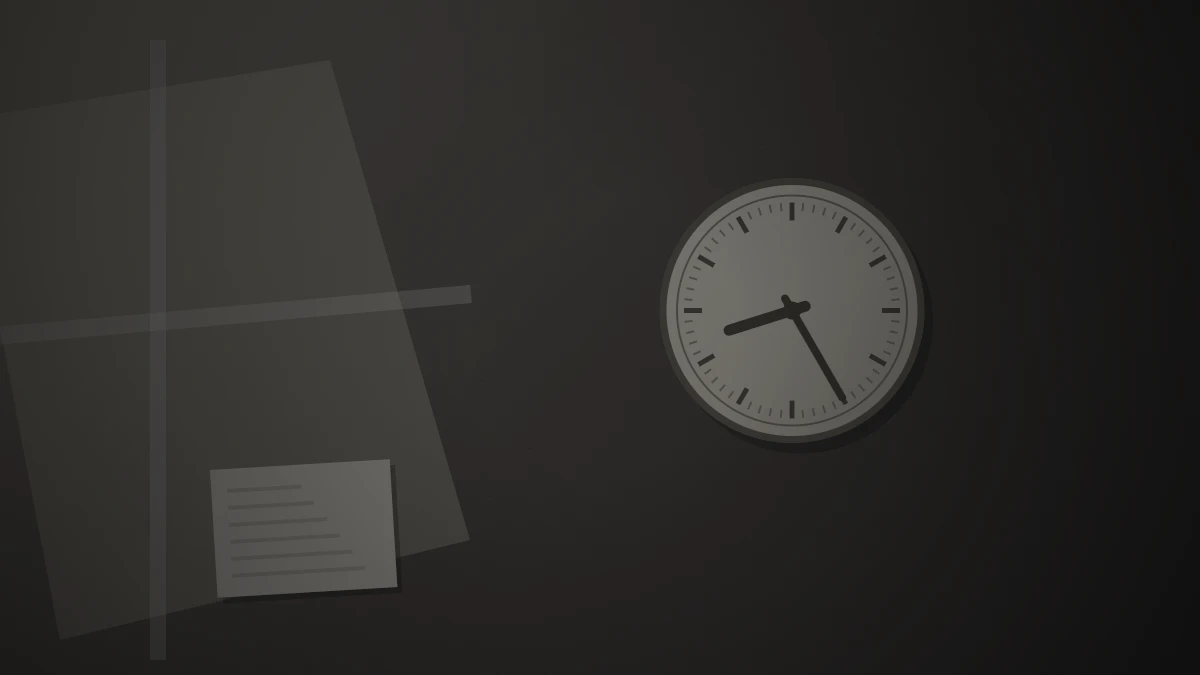 壁の時計が朝の八時二十五分を指し窓から光が差している様子