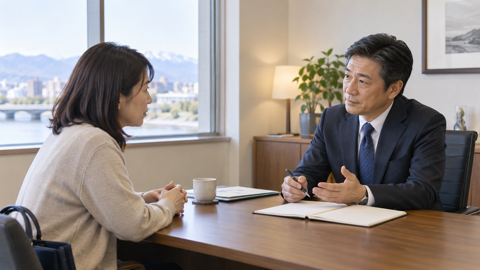 新潟で急に引っ越した家族の住所確認について相談員へ相談する場面
