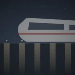 雪の舞う夜の新幹線ホーム。単身赴任先へ戻る列車を見送る場面